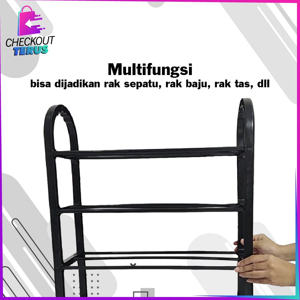 CT C807 Rak Sepatu Sandal 4 Tingkat Penyimpanan Multifungsi Shoe Rack Rak Susun Portable Plastik Tempat Sepatu Home Organizer