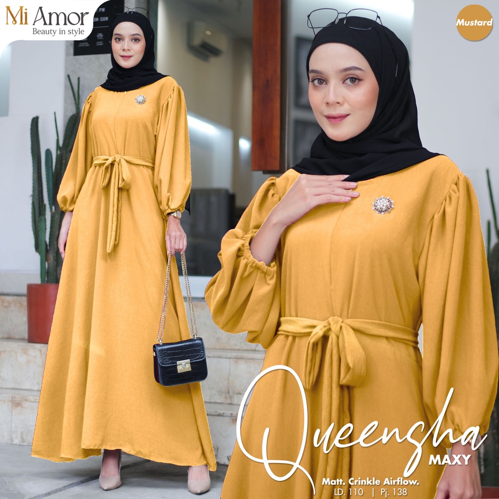 Queensha Dress Gamis Crinkle Airflow Original Produk By Moira