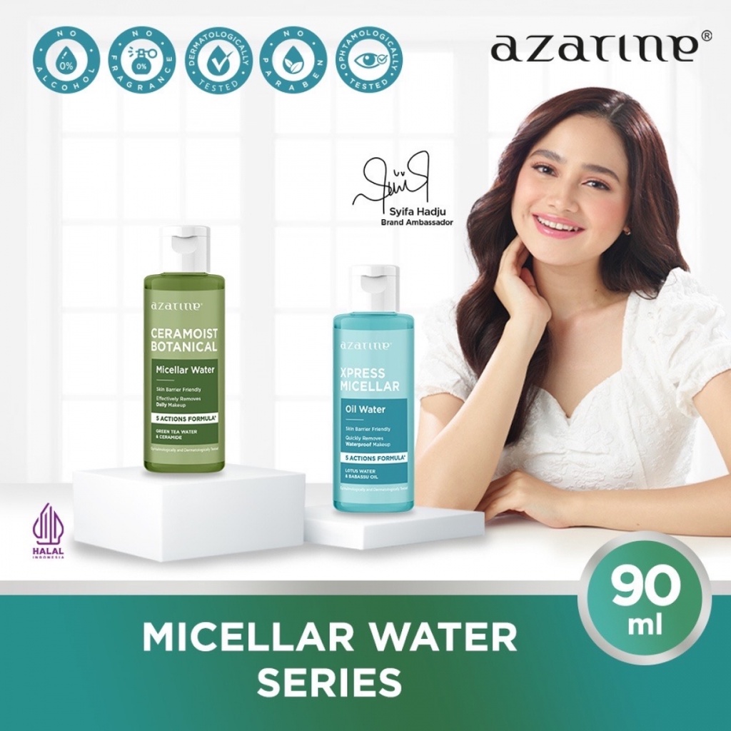 AZARINE Micellar Water 90 ml (Ceramoist Botanical Micellar Water &amp; Xpress Micellar Oil Water)