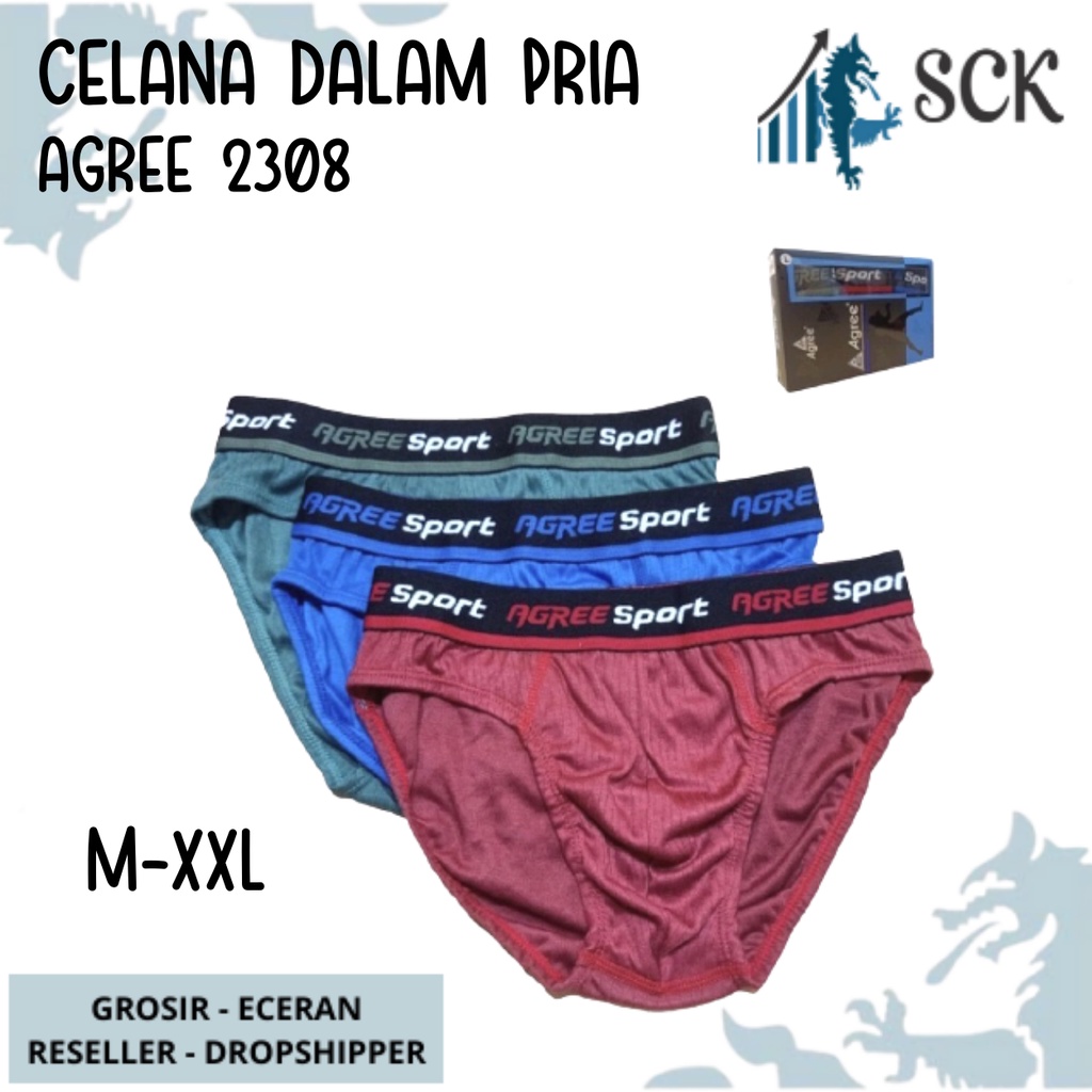 [ISI 1] Celana Dalam Olahraga Pria AGREE 2308 / CD Pinggang Karet MODEL BOXER Sport / Pakaian Dalam Cowok - sckmenwear GROSIR