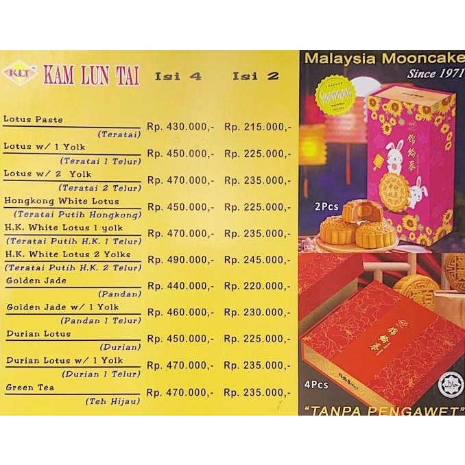 

DIJUAL KAM LUN TAI MALAYSIA MOONCAKE KUE BULAN ISI 2 HAMPERS PARCEL G6416BUJN