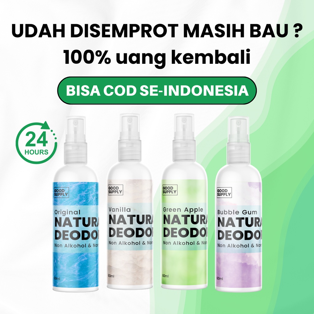 Deodorant Spray Natural Alami - Deo Cair Organik Tanpa Noda Mengurangi Keringat Berlebih - Pencerah Pemutih Pewangi Ketek Kelek Ketiak Seharian - Antiperspirant Aman Bumil Busui Anti Iritasi - Deodoran Tawas Penghilang Bau Badan