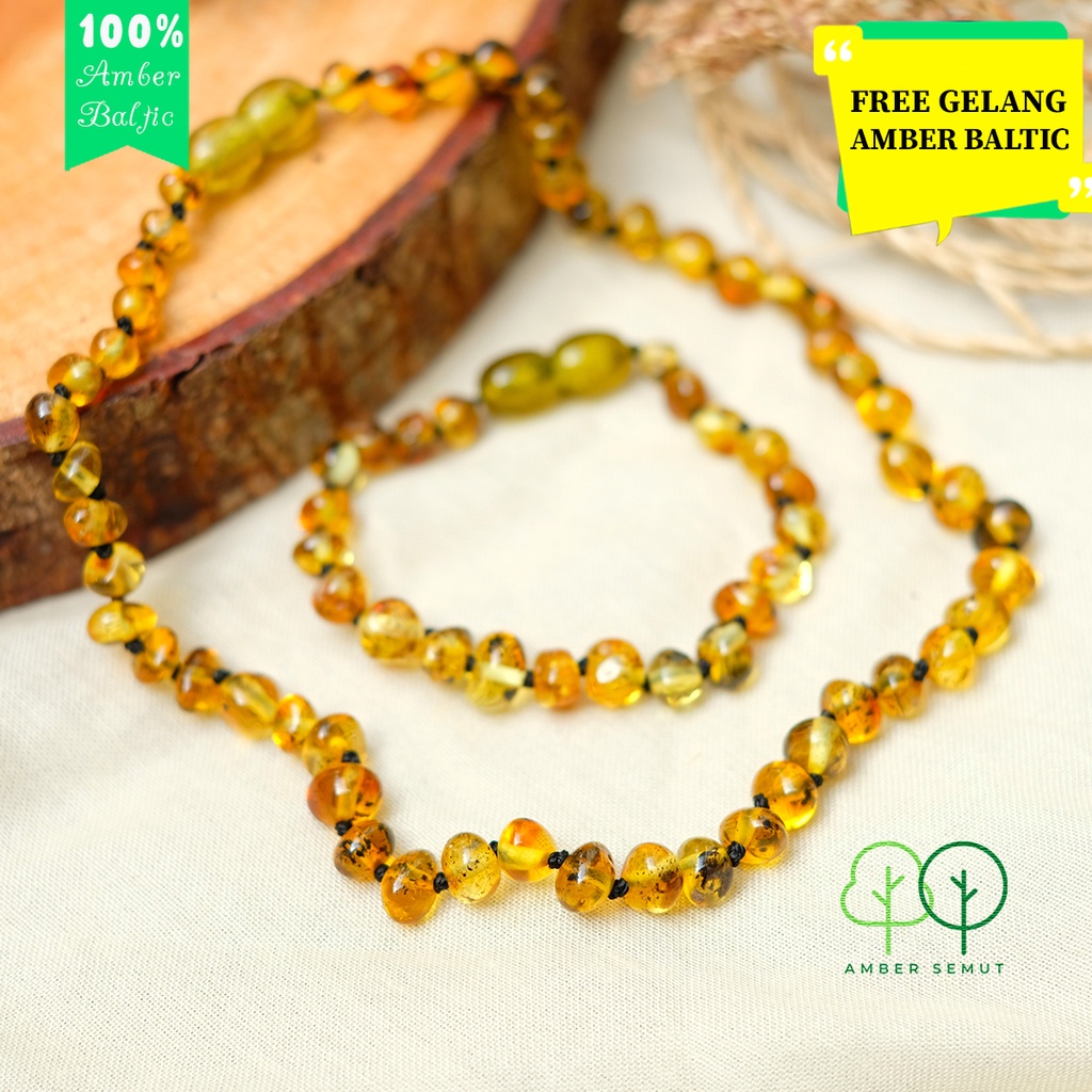 PROMO Kalung Amber Baltic Green Glossy [New Born dan Junior]