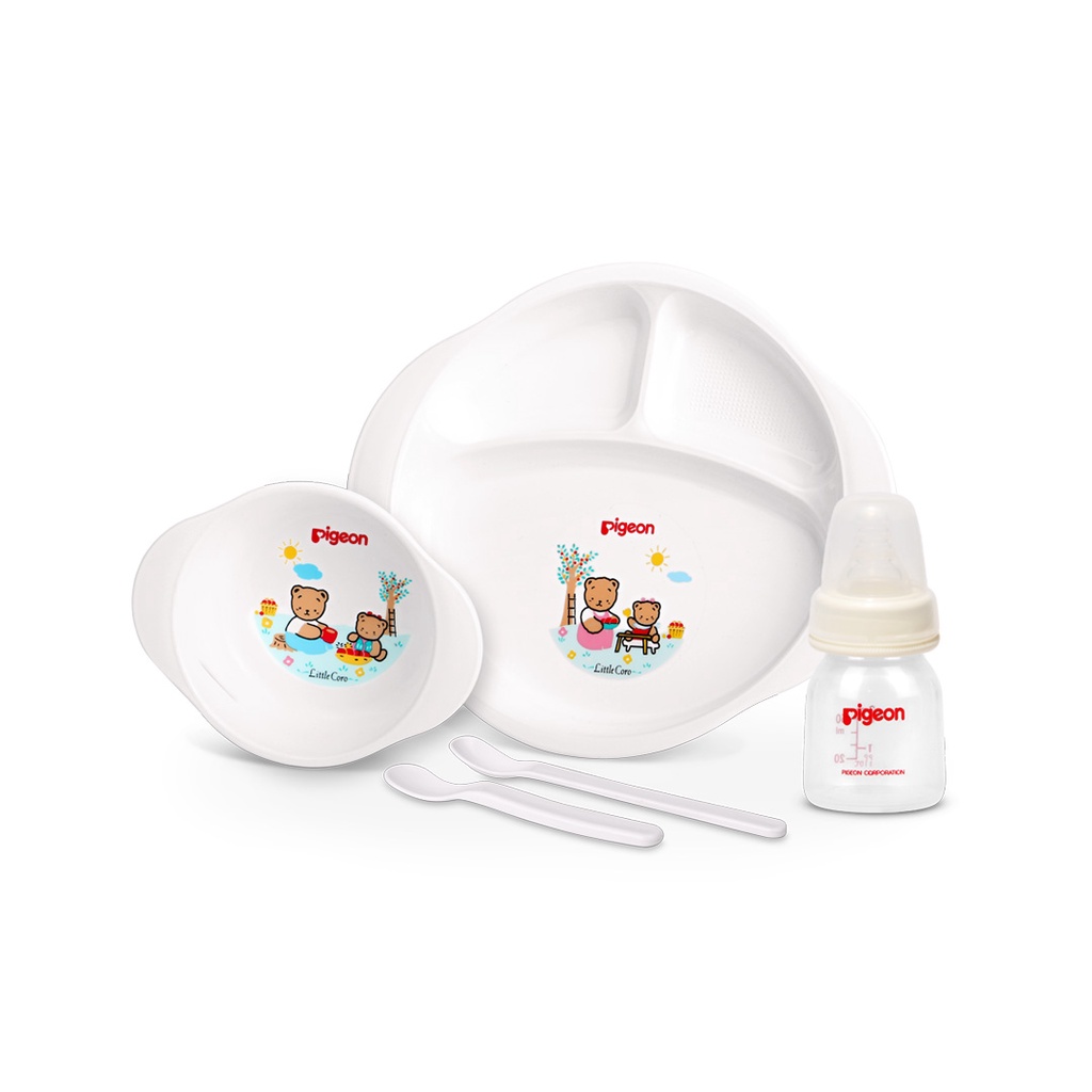 Pigeon Feeding Set With Juice Feeder Isi Piring, Mangkuk, Sendok, Botol/ Paket Kado Untuk Bayi Baru Lahir