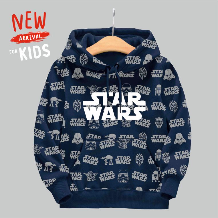 Sweater Hoodie Anak 5-10 Tahun STAR WARS FULLPRINT