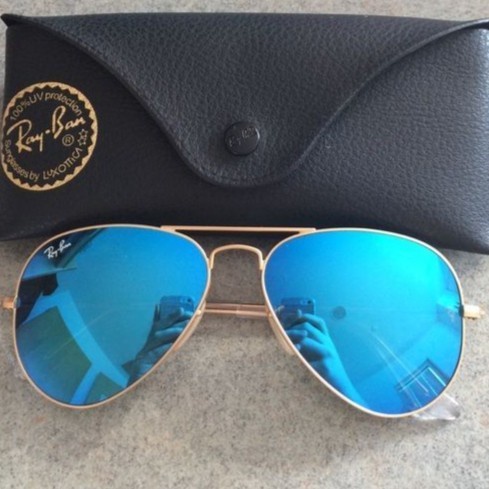 Kacamata Original Rayban Aviator 3026 Blue Gold - Sunglass Ori