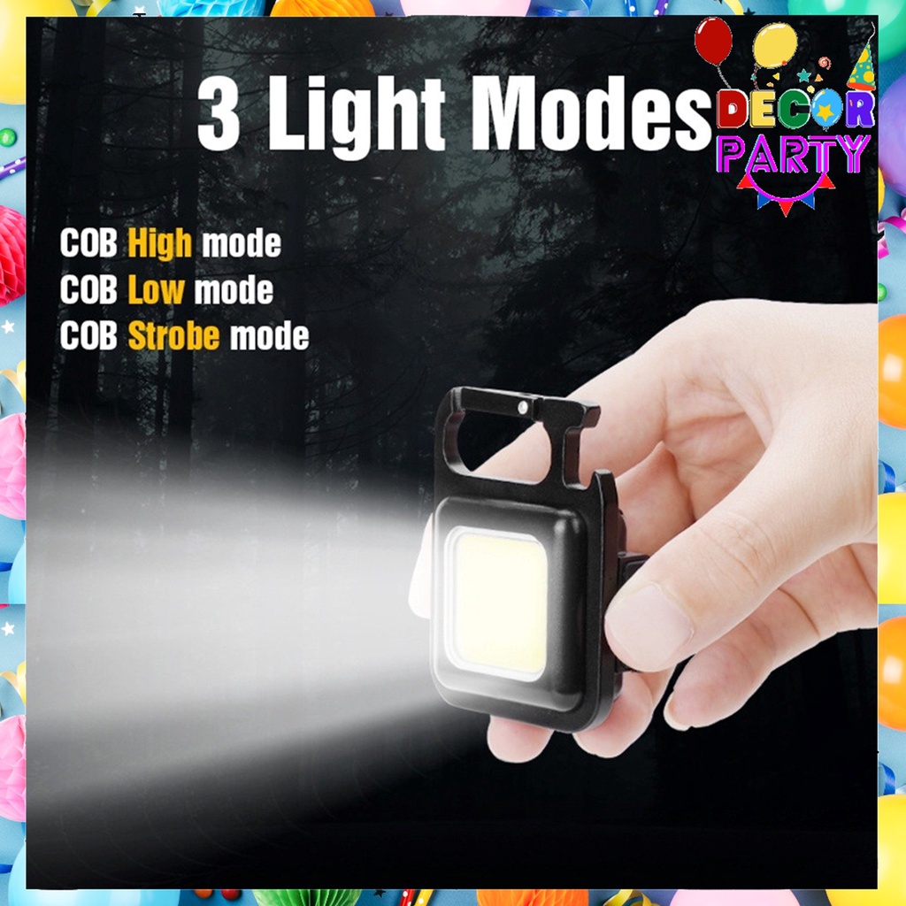 DP Lampu Senter Mini Gantungan Kunci Camping Chargeable Super Terang Emergency Lamp Kemping Flashlig