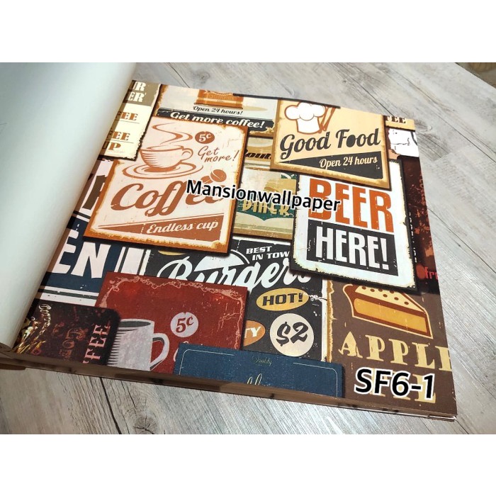 WALLPAPER DINDING MURAH CAFE COFFEE KORAN GRAFITI WARNA VINTAGE RETRO