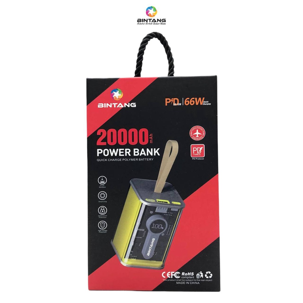 POWERBANK BINTANG BT-02 PD 22.5W-QC66W 20000MAH