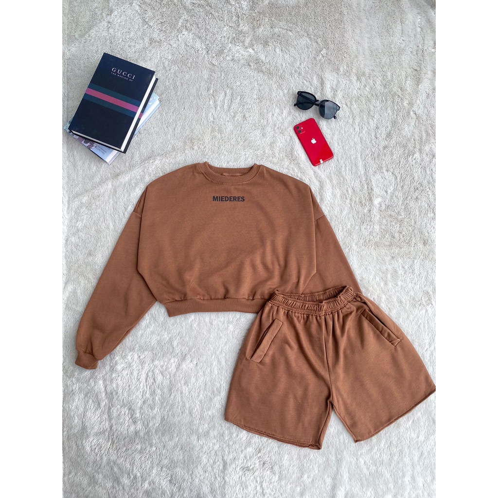 SETELAN WANITA MEI ONESET SWEATER + SHORT PANTS