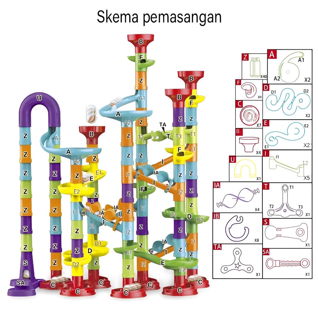 113pcs 3D Maze Ball Pipeline | Mainan Seru Bareng Teman &amp; Keluarga | Kado Ulang Tahun Anak Laki Laki Perempuan