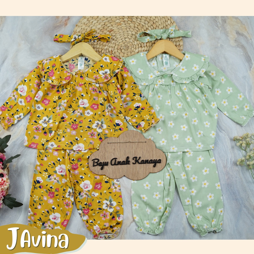 6-24BLN SETELAN ANAK PEREMPUAN JAVINA FREE HEADBAND ONE SET ANAK RAYON BY LITTLE KODA (SNI)