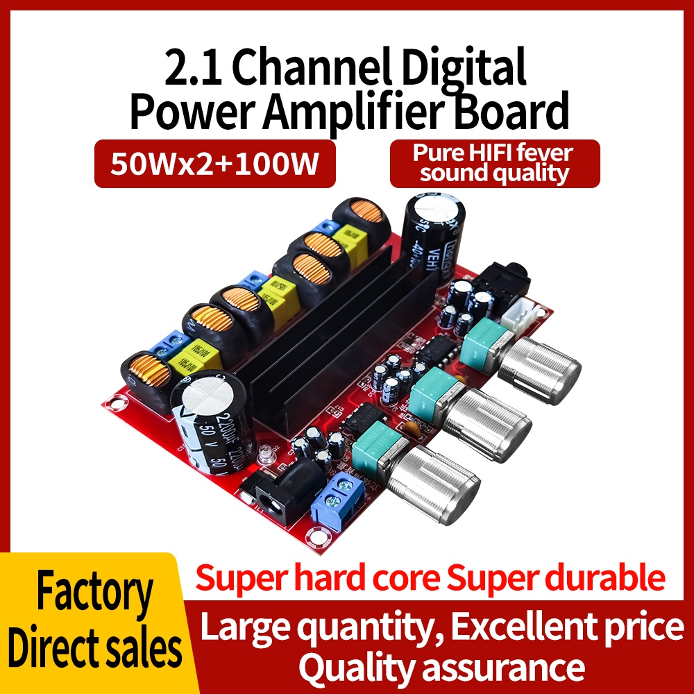 【XH-M139】 2.1 channel digital power amplifier board tegangan lebar 12V-24V 【TPA3116D2】 Daya tinggi 2*50W+100W