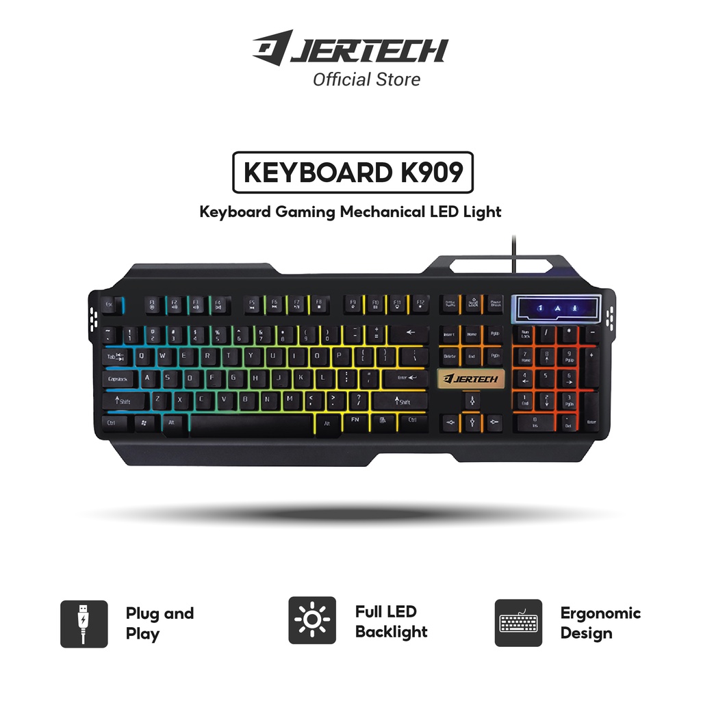 JERTECH Keyboard Gaming Membrane K909 Full LED Backlight Chroma