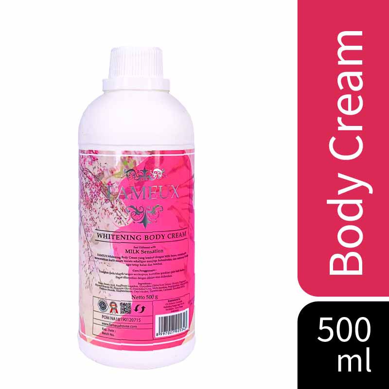 Fameux Whitening Body Cream Bleaching 500ml Body Bleaching Pemutih Badan BPOM