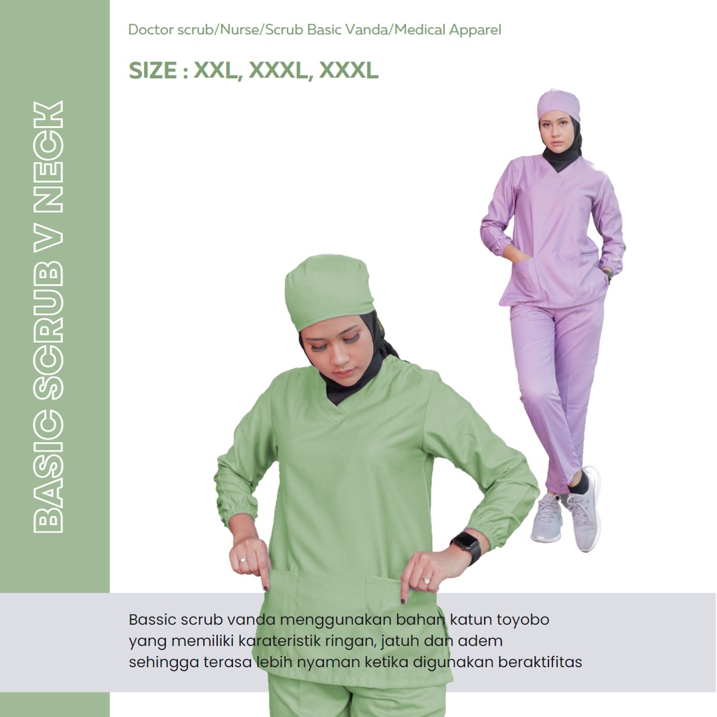 BAJU JAGA LENGAN PANJANG KRAH V JUMBO/BAJU OK/BAJU SCRUB/SERAGAM PERAWAT