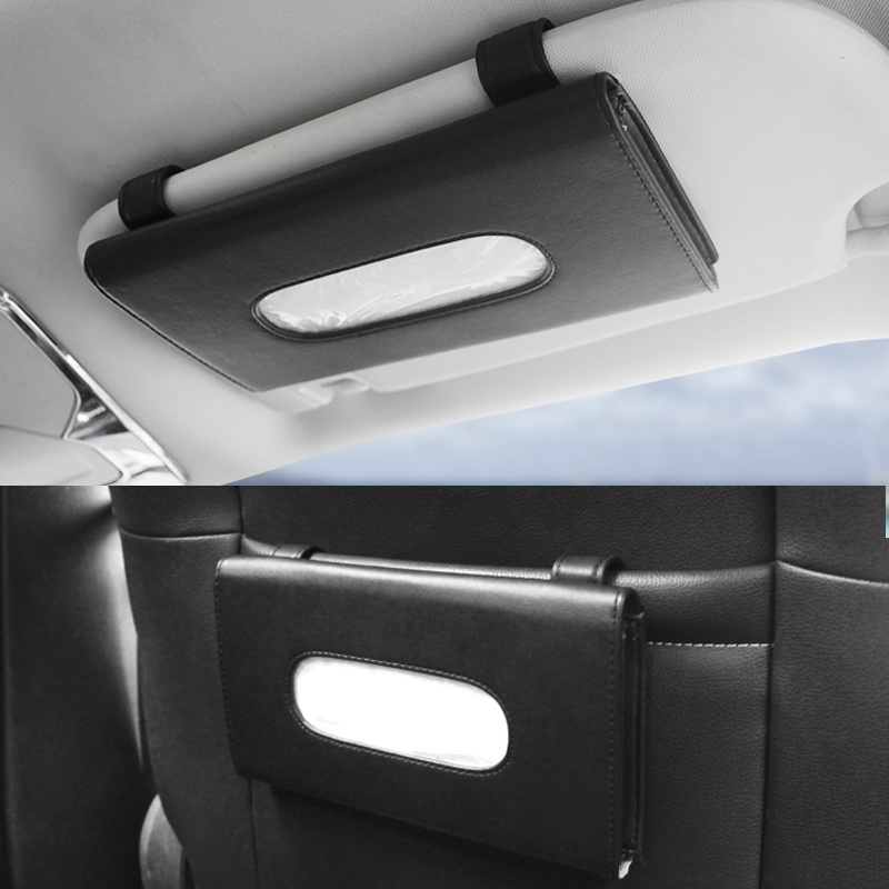 【Ready Stock】Tempat Tisu Mobil / Kotak Tissue Gantung Car Sun Visor Jepit PU Leather Wadah Tisu Mobil Image 4