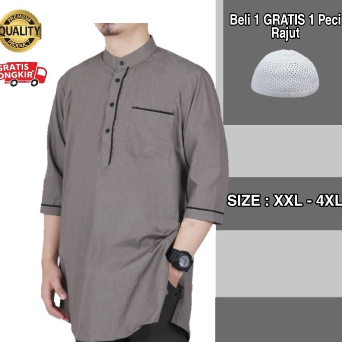 TERLARIS BIG SIZE Baju Koko Pakistan / Kurta Lengan 3/4 Gamis Pria XXL QAP 55 /BAJU KOKO PRIA/BAJU K