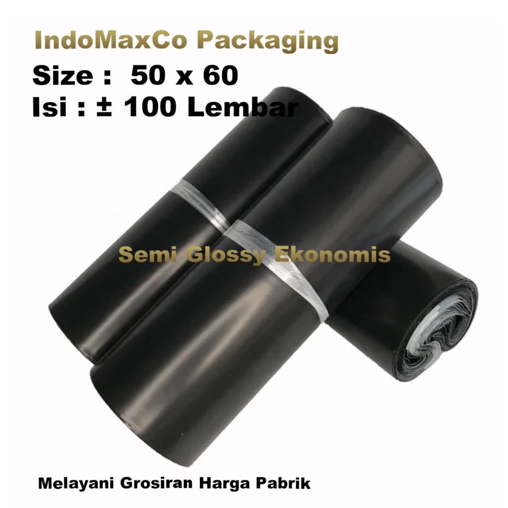 

Polymailer Kantong Plastik Packing Semi Glossy Ekonomis Hitam 50 x 60 Cm / Plastik Packing Baju, Accesories / Packing Olshop