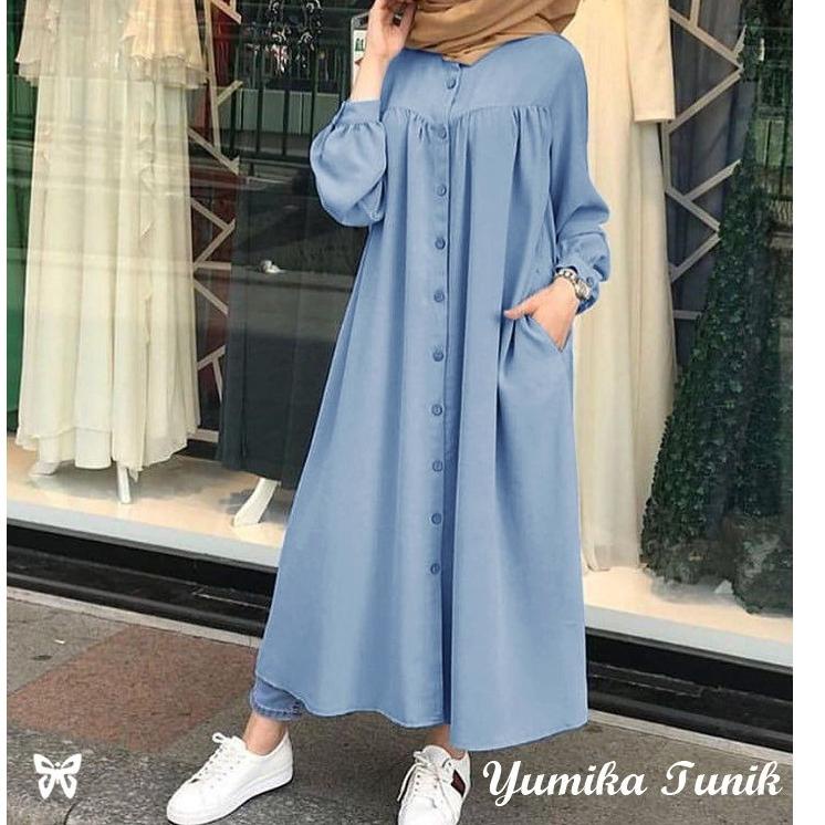 LANGSUNG KIRIM Kemeja Tunik JUMBO Panjang YUMIKA XL, XXL, 3XL Katun Chembre Good Quality