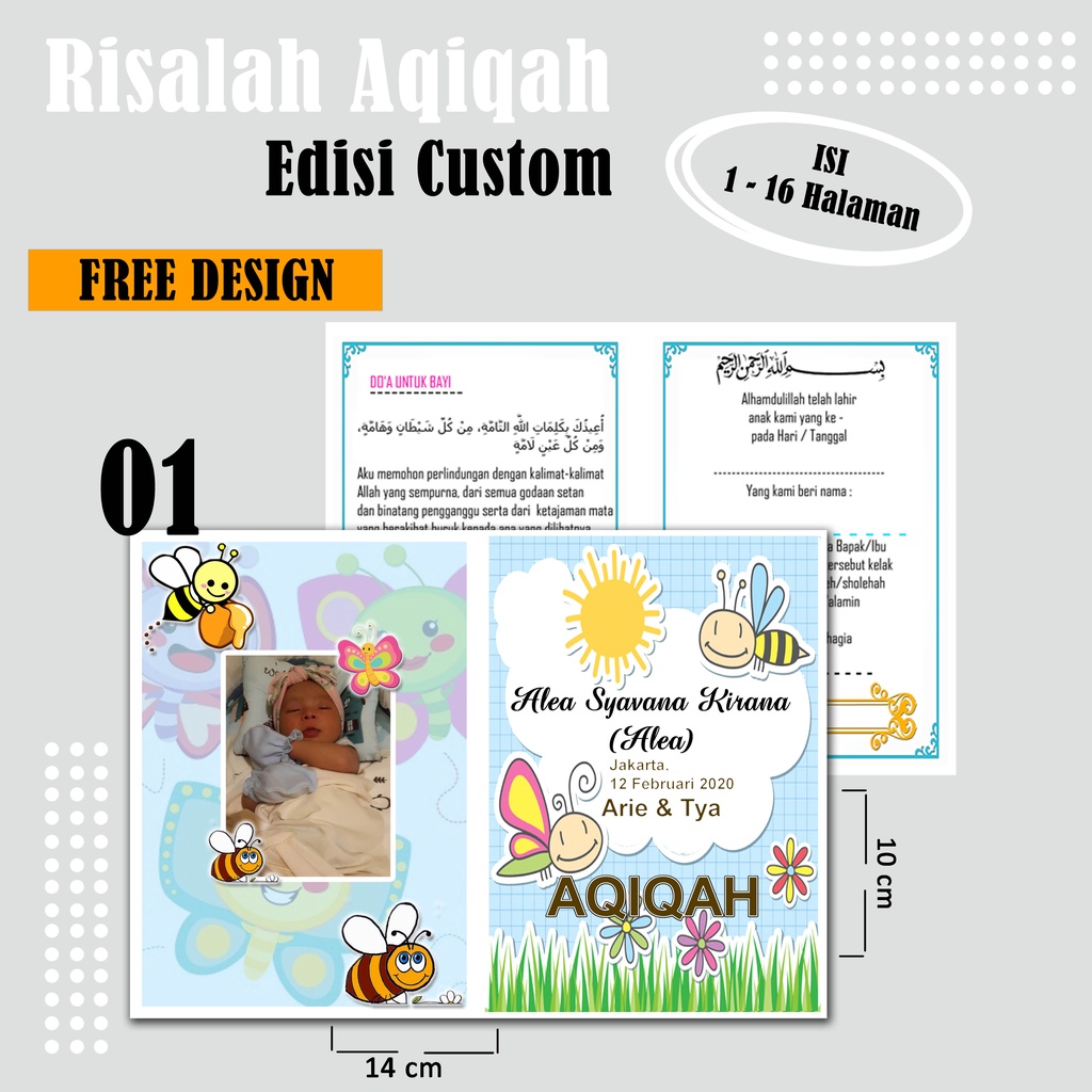 DESIGN 1 - 3 CETAK BUKU AQIQAH RISALAH AQIQAH PLUS PRINT CETAK NAMA / BUKU RISALAH AQIQAH / BUKU TAT