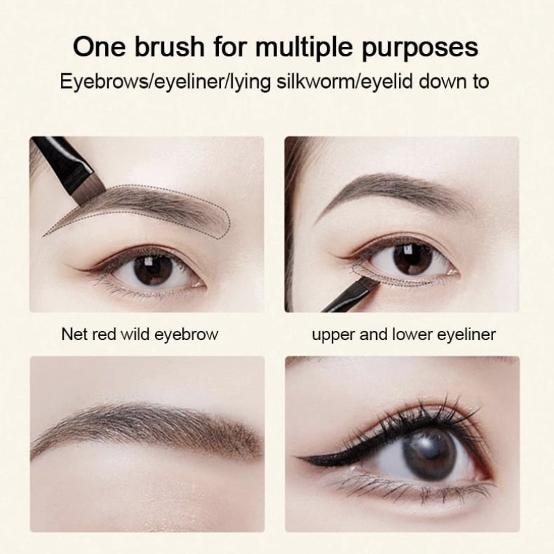 Kuas Alis 2 IN 1 Double Eyebrow Brush Dengan Sikat Bulu Mata Eyeliner Pen Eyebrow Brush Premium Pembentuk Alis Alat Makeup Kecantikan Face Eye tools