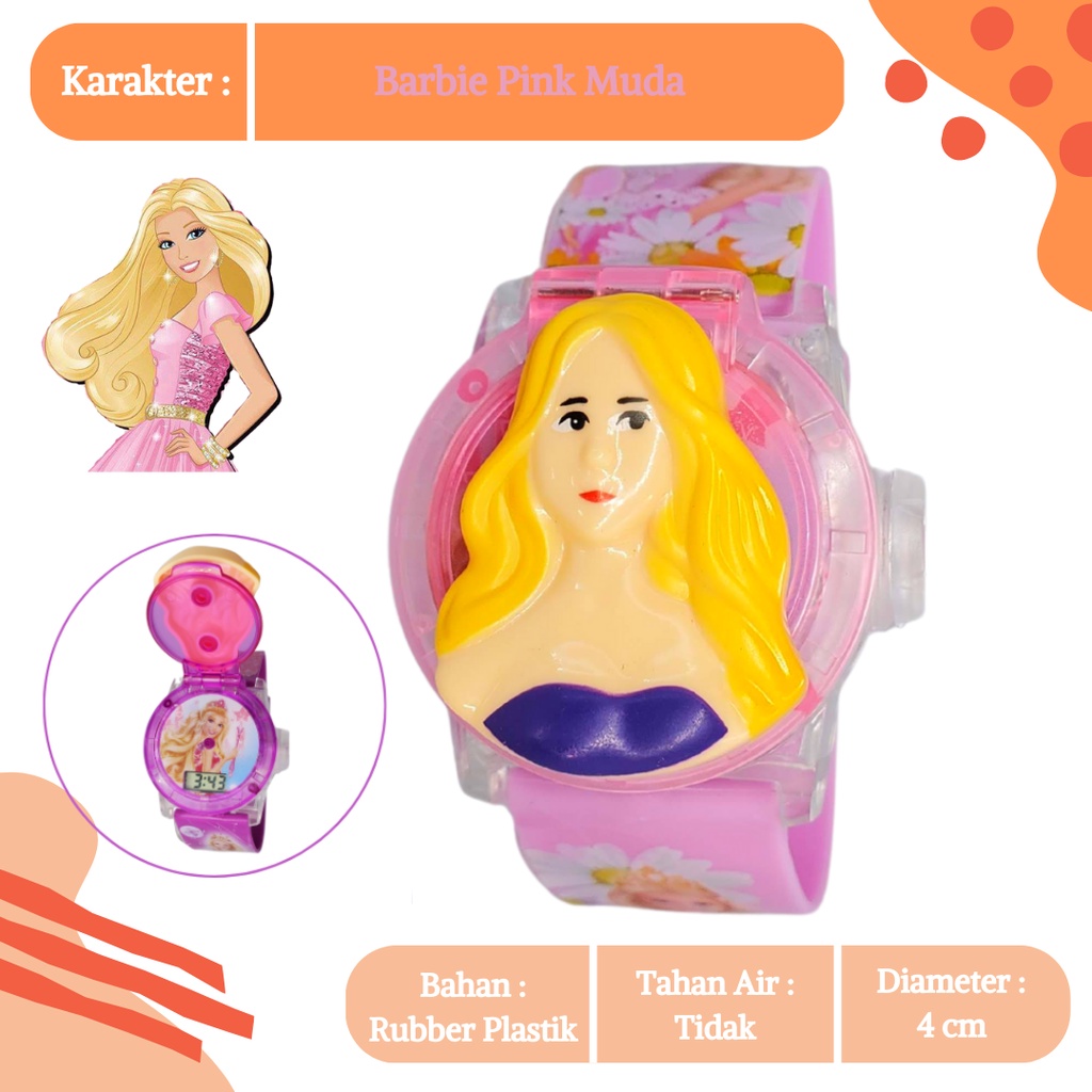 [COD] Jam Tangan Anak Topeng Kepala Cewek 3D Digital Melodi Musik Karakter Kartun Hello Kitty Barbie Elsa Frozen