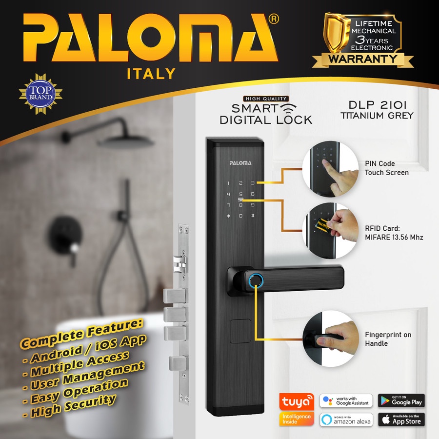 Paloma DLP 2101 Digital Lock Smart Lock Smart Home Kunci Pintu Digital Door Handle WiFi