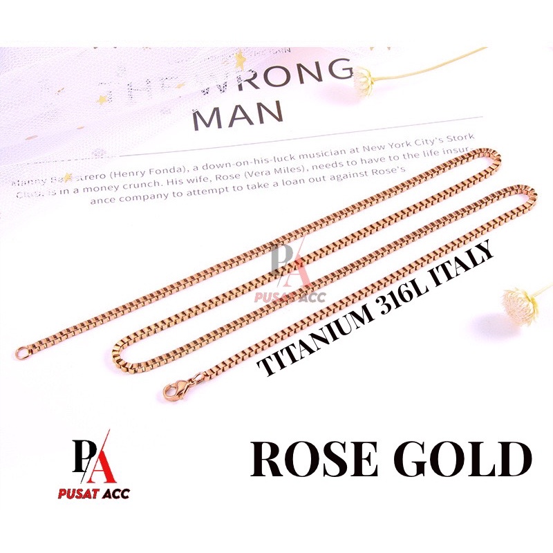 Kalung Rantai MCI Titanium Premium 316L Stainless Anti Karat Pria Wanita ITALY KOTAK