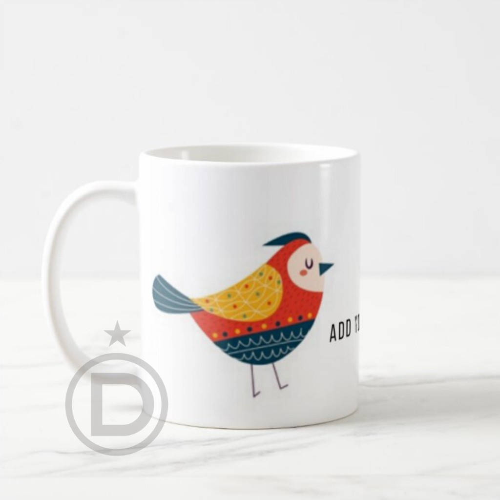 Mug Burung Motif Batik Custom Nama V2