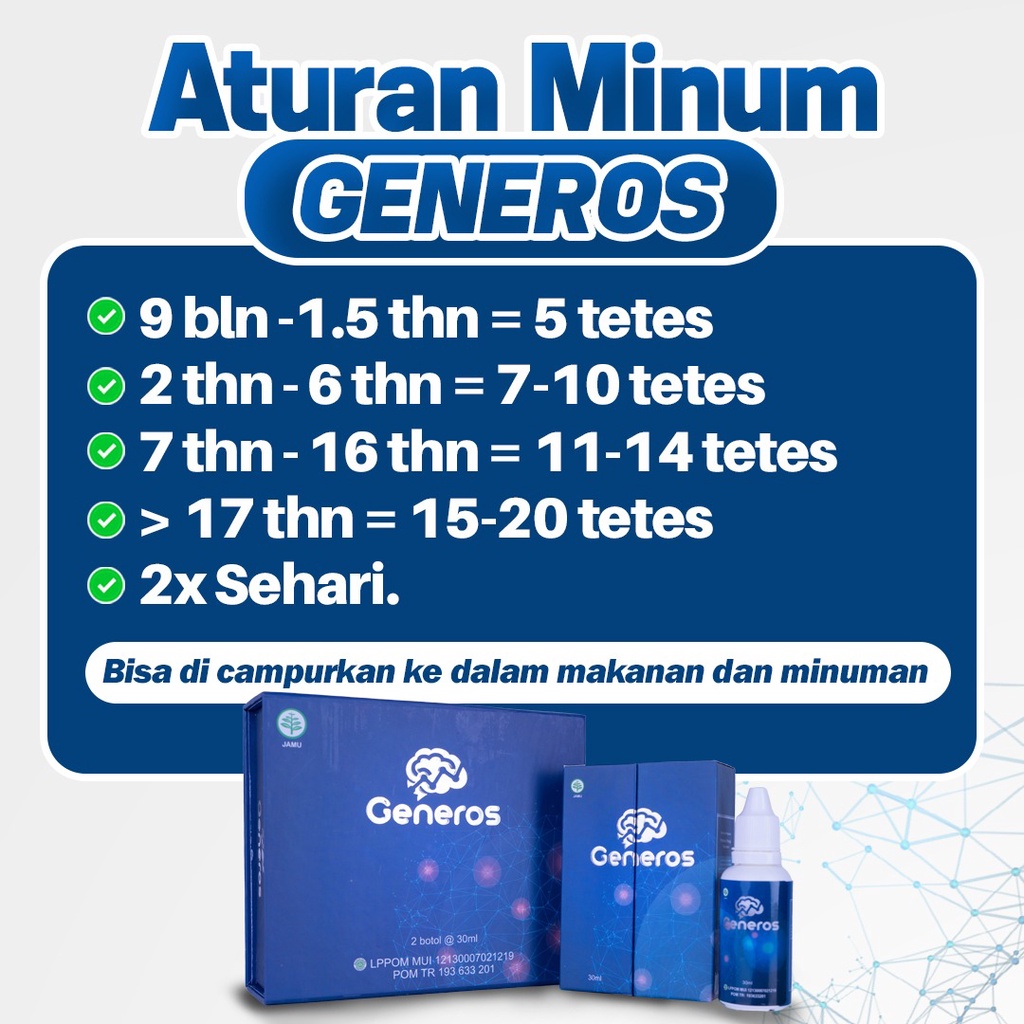 Generos – G-Nero Generoa 100% Bahan Alami Suplemen Nutrisi Otak Vitamin Daya Ingat &amp; Kesehatan Otak Solusi Atasi Speech Delay / Terlambat Bicara Pada Anak Keterlambatan Berjalan Penambah Kecerdasan Peningkat Kreativitas BPOM Halal MUI