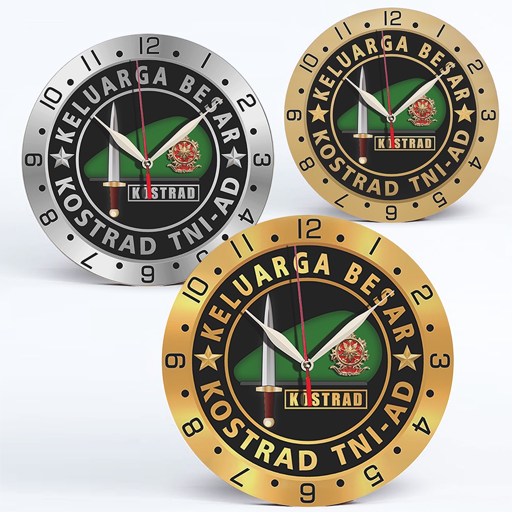 Jam Dinding Unik Keluarga Besar Kostrad Angkatan Darat - Kayu Karakter D30cm (Special Edition)