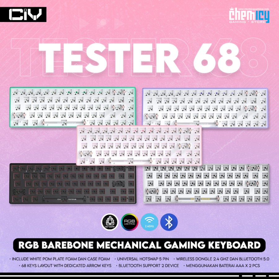 CIY TESTER68 / TESTER-68 Gasket Mount Barebone Mechanical Keyboard