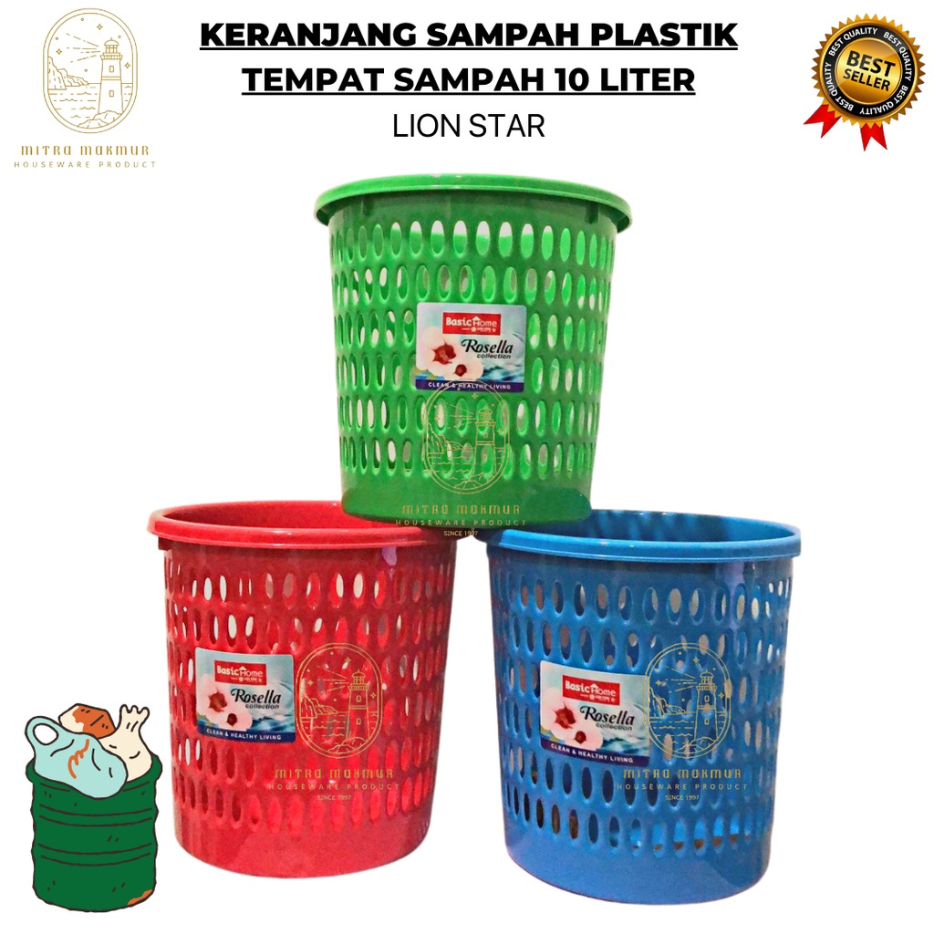 SALE!! KERANJANG SAMPAH BASIC HOME 10 LITER / TEMPAT SAMPAH MURAH LION STAR