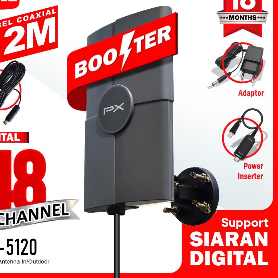 ❃ Antena TV PX DA-5120 - Antena TV PX DA-5200 Indoor / Outdoor - Antena Digital Analog + Kabel 12 Me