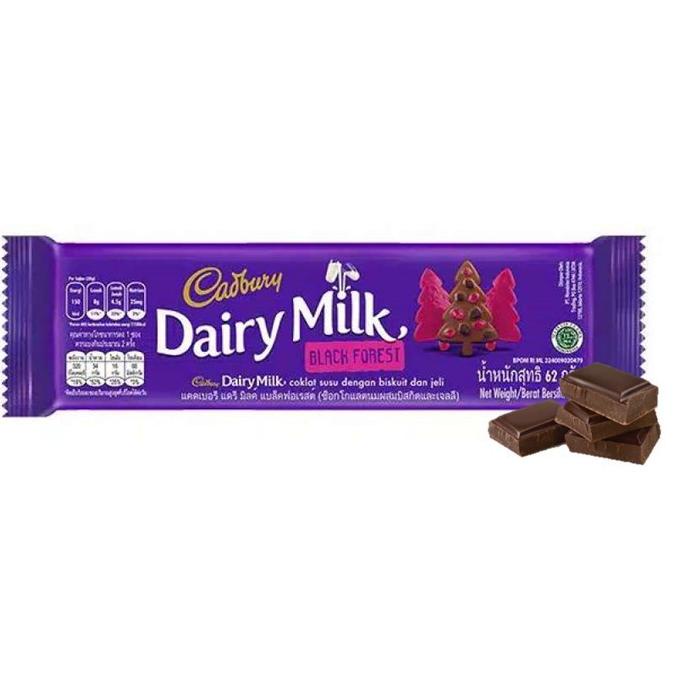 

Cuci Gudang Cadbury Dairy Milk Chocolate Black Forest Regular 62g, coklat dengan susu untuk Camilan