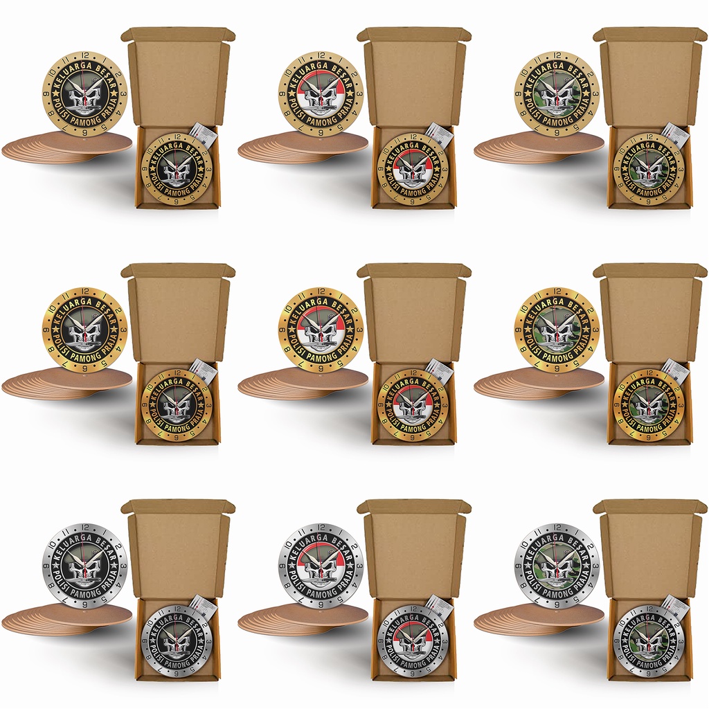 Jam Dinding Unik Keluarga Besar Polisi Pamong Praja (POL PP) - Kayu Karakter D30cm (Special Edition)
