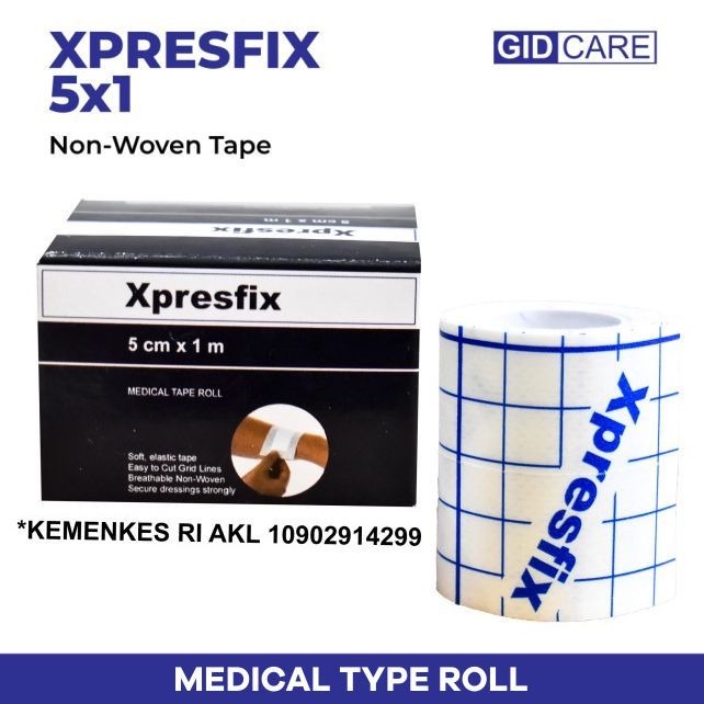 Xpresfix 5cm x 1m Gidcare / Plester Luka Sejenis Ultrafix Hypafix 5x1