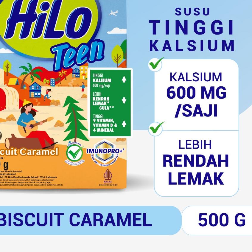 

♢ HiLo Teen Biscuit Caramel 500g - Susu Tinggi Kalsium Lebih Rendah Lemak ➲