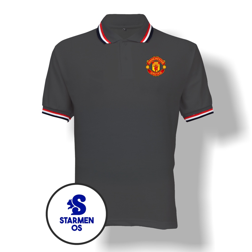 Kaos Wangki Polo T-Shirt Pria Kerah 3 List Logo MANCHESTER UNITED