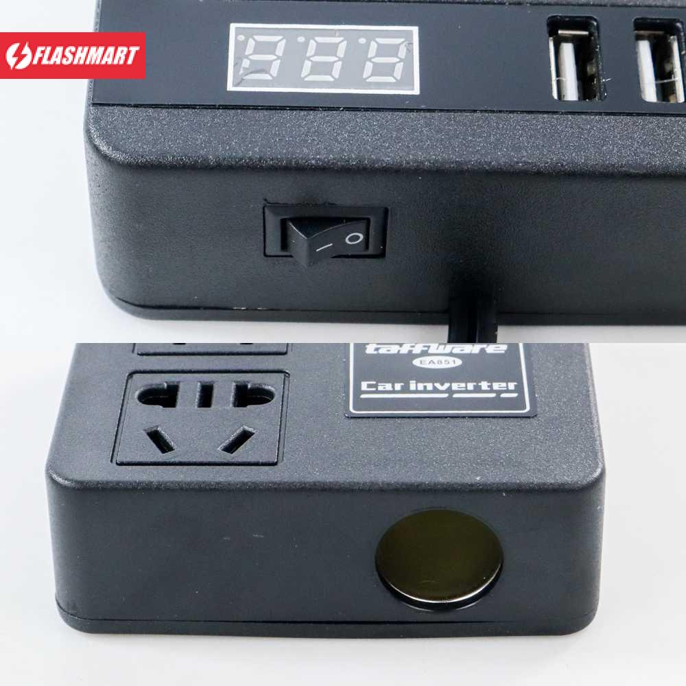 Flashmart Car Power Konverter Fast Charging Inverter 12/24V 100W - EA851