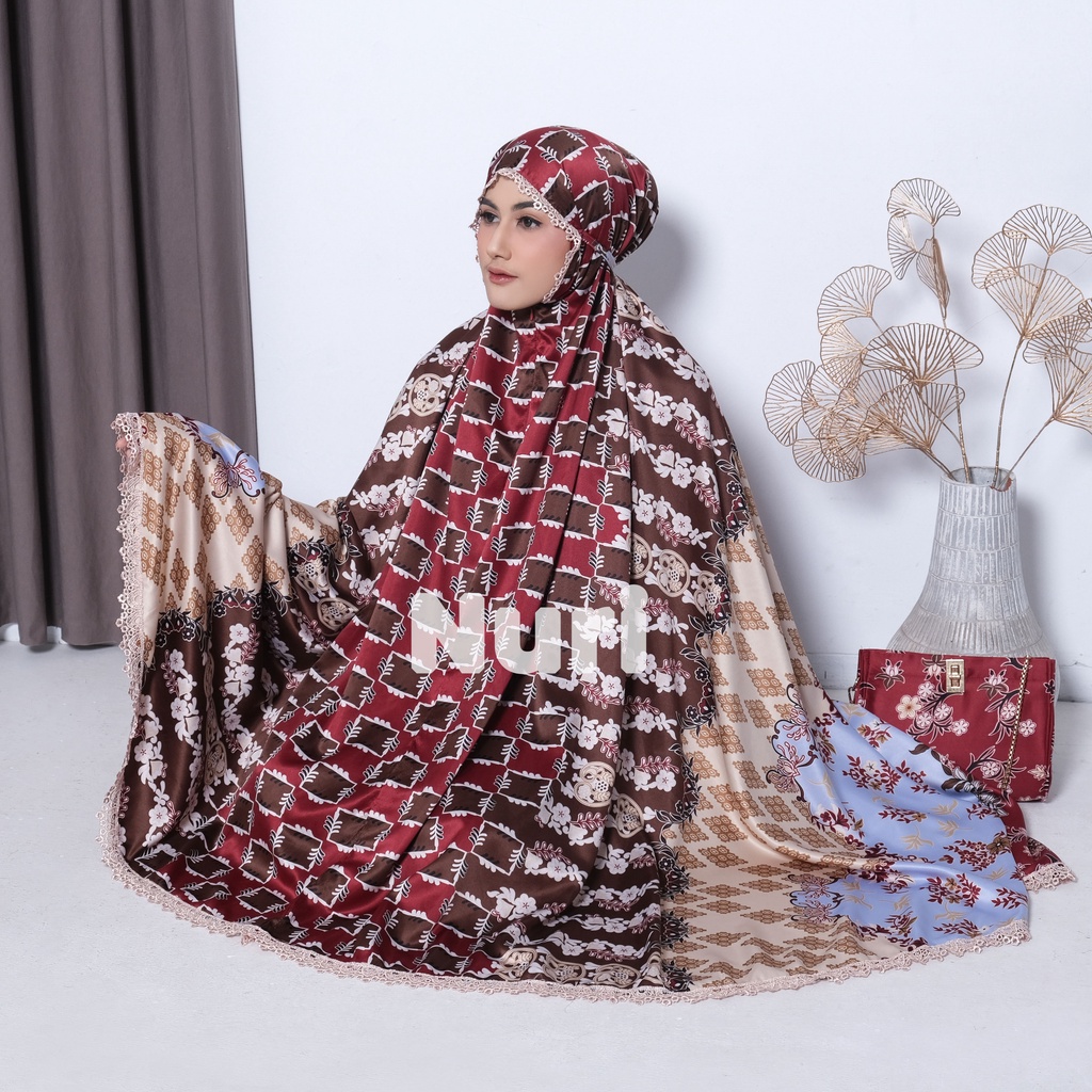 Mukena Dewasa Silk Premium 2IN1 Luxury Motif Printing Mewah Jumbo Hazirah Series