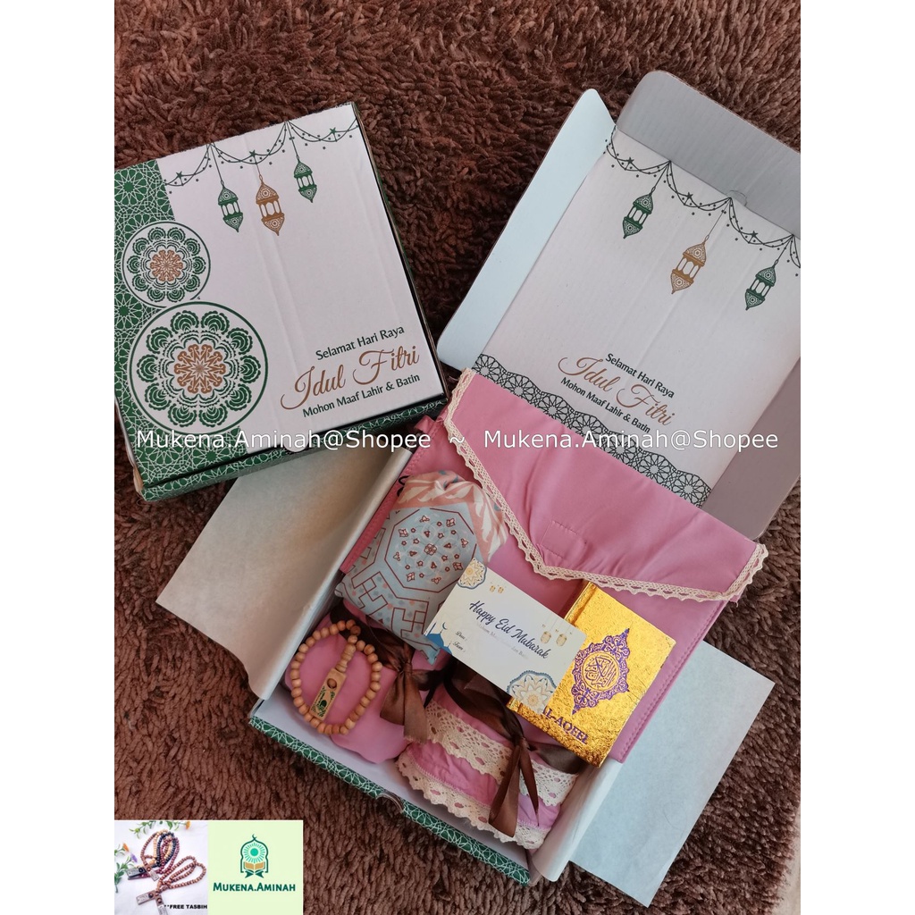 PAKET HAMPERS MUKENA DEWASA SHEILA AMPLOP TRAVELING BALI POLOS RENDA