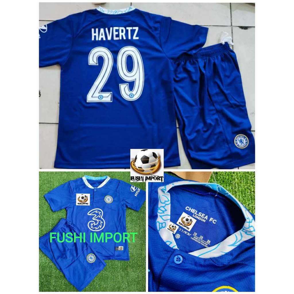 Setelan Jersey Baju Bola Anak Chelseaa Home Kids 2022 2023 Fullset Satu Set Grade Ori