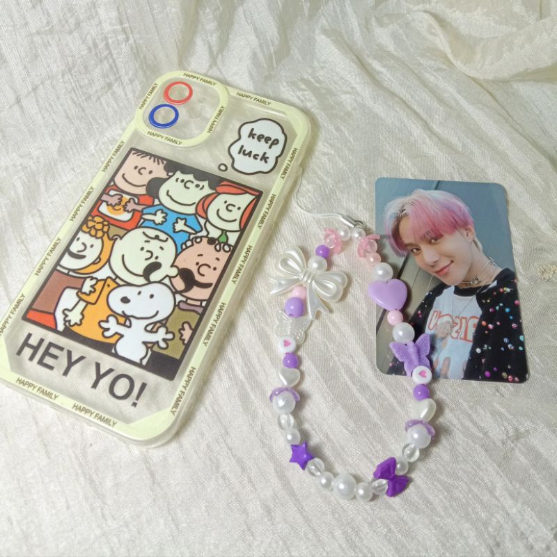 DIY Purple Milk Phone Charm KPOP/Phone Strap/Gantungan HP Custom