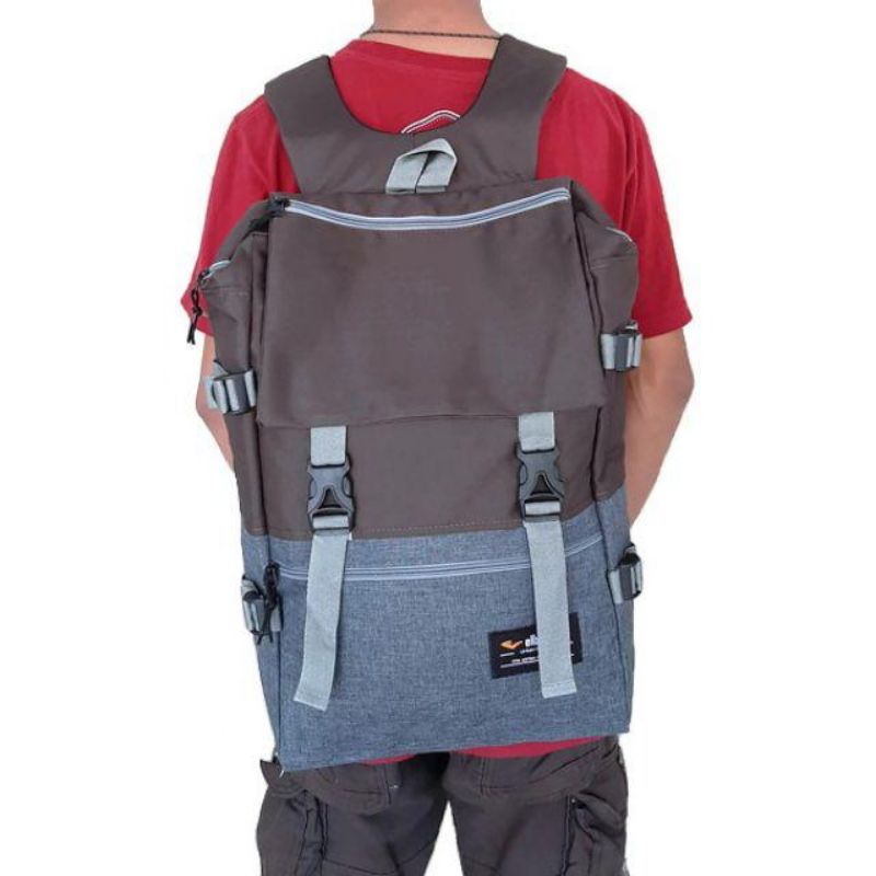 Tas Ransel Pria elbrus TuTup Gesper Murah # Tas Sekolah # Tas Kerja # Tas Punggung # Tas Backpack