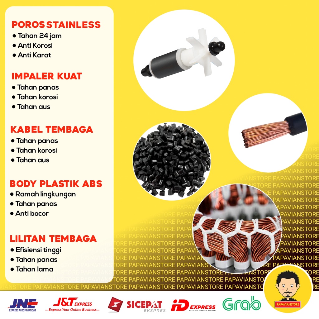 Power Head Pompa Celup Aquarium Hidroponik Low Watt  - Mesin Air Terjun Kolam Ikan Koi Arwana 4000L/H