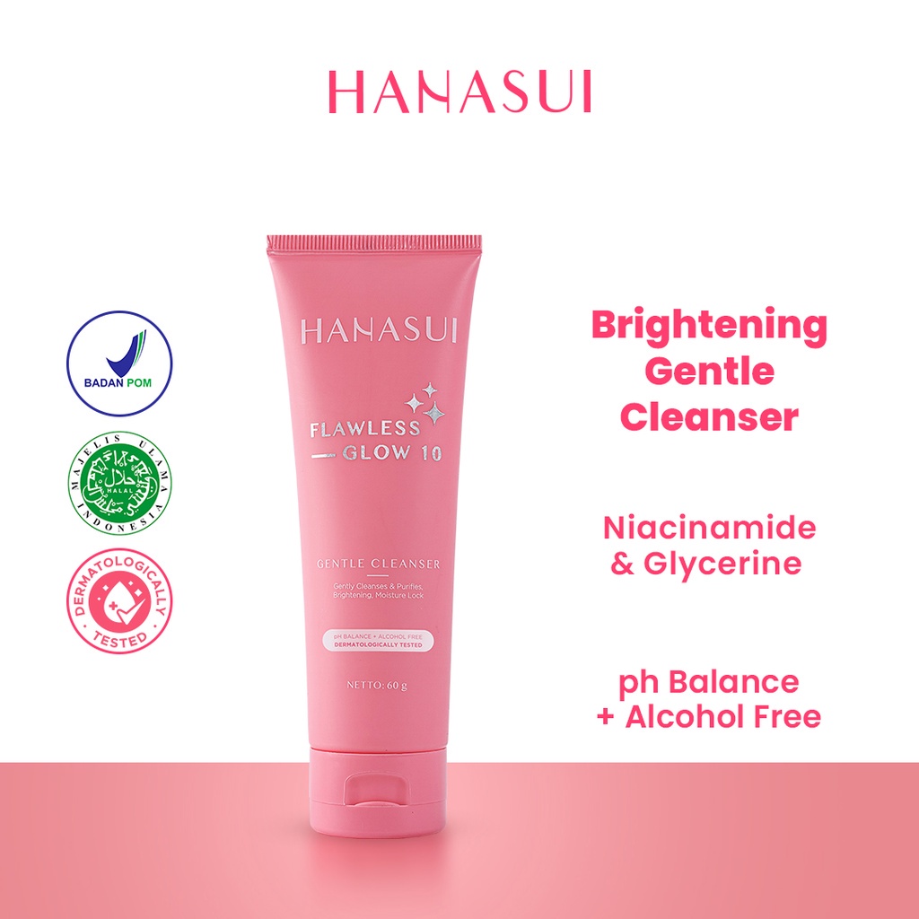 HANASUI FLAWLESS GLOW 10 GENTLE CLEANSER - BPOM - PEMBERSIH WAJAH