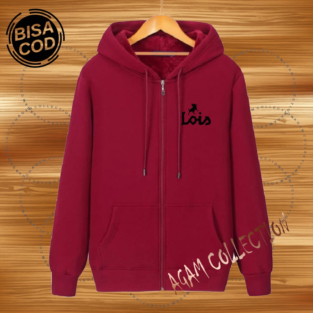 Agam collection Jaket Zipper Distro loiss Text Hitam Premium Quality Jaket Hoodie Pria Wanita