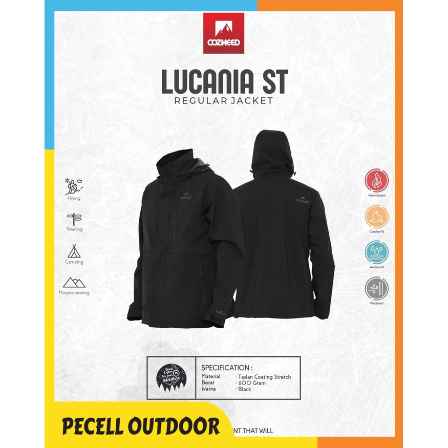 Cozmeed Jaket Gunung Pria Lucania 1.2 Outdoor Camping Hiking Taslan Waterproof